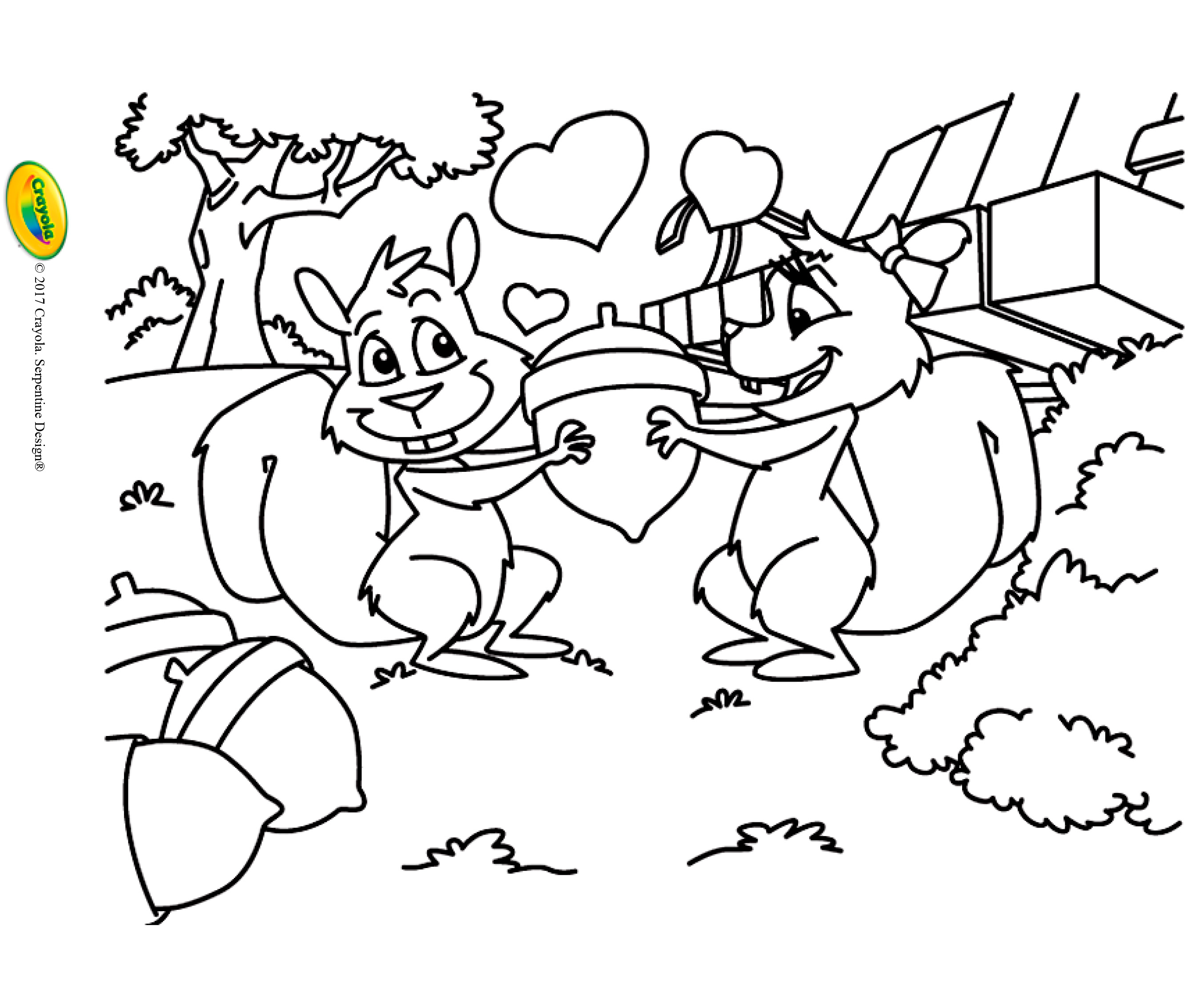 Закохані білочки із жолудем